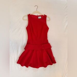 Runway The Label Red Drop Waist Belted Fit Flare Mini Dress Women's Size S